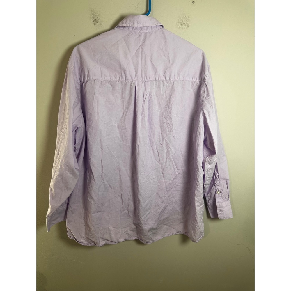 Aerie Good Day Button Down Shirt Lavender Purple Striped Oversized XXS Cotton - Picture 5 of 8